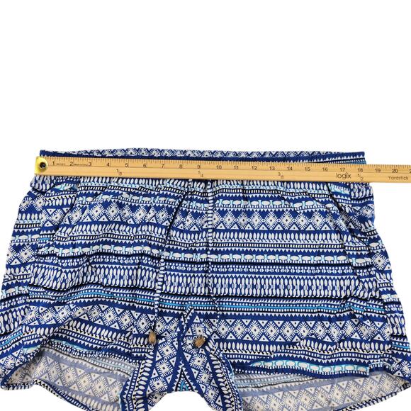 Old Navy Shorts Womens XL Blue White Geometric Boho Pull On Elastic Waist Beads - Picture 8 of 11